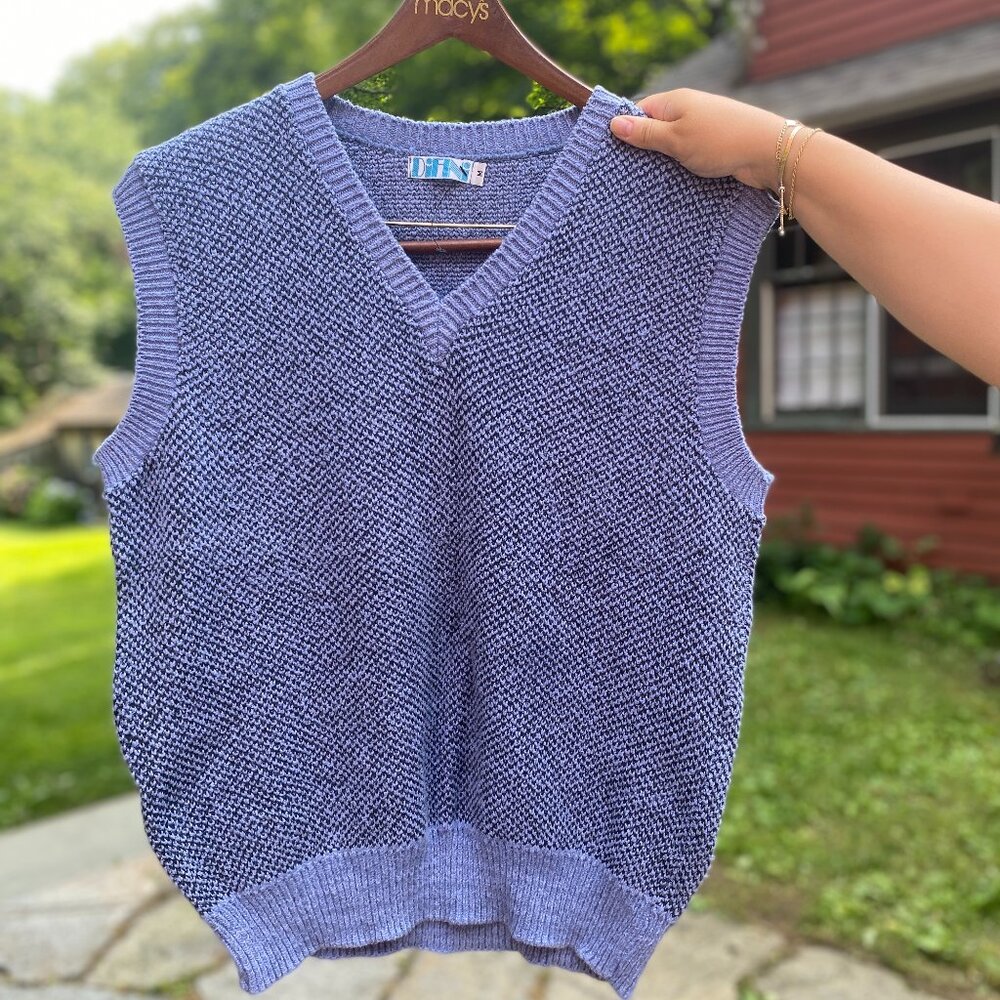 Vintage Difini Knit Blue and Black Vest